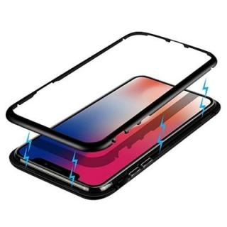 Magnetic Adsorption Case Tempered Glass Metal for iPhone X