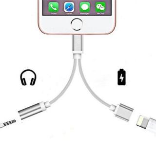 2 in 1 Audio Adapter 8 Pin 2 to 3.5mm Aux Headphone Jack for iphone 7 Plus / 7