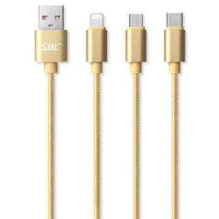 SDL Micro USB 8 Pin Type-C Data Sync Charging Cable - 1m