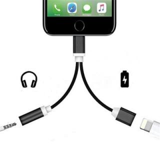 2 in 1 Audio Adapter 8 Pin 2 to 3.5mm Aux Headphone Jack for iphone 7 Plus / 7