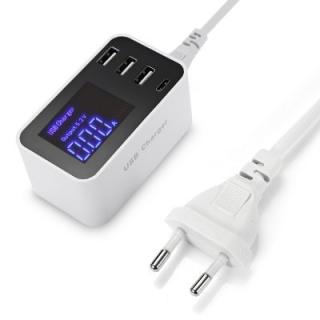 3 USB Ports Type - C Smart IC Display Phone Charger