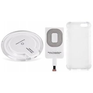 Qi Wireless Charger + Charging Receiver + Transparent Case