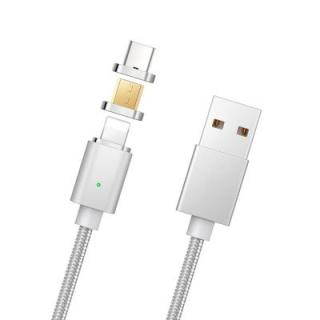 Fast Charging Nylon Braided 3 in 1 Strong Magnetic USB Data Sync Cable for iphone Android Type-C