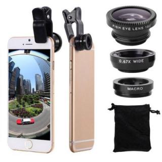 3 in 1 Mobile Phone Lenses Fish Eye Wide Angle Macro Camera for iPhone X / 8 Plus Xiaomi Huawei Samsung