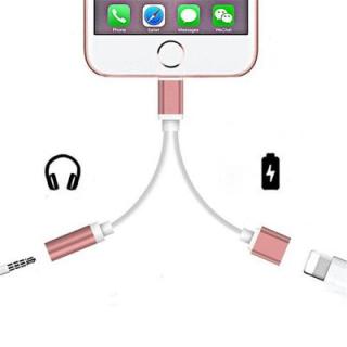 2 in 1 Audio Adapter 8 Pin 2 to 3.5mm Aux Headphone Jack for iphone 7 Plus / 7