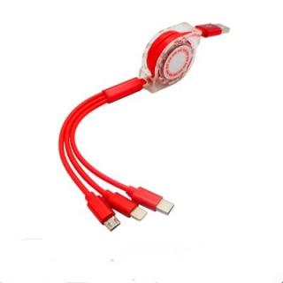 3 in1 Retractable Fast Charger Cord with Micro USB 8 Pin Type-C