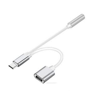 2 in 1 USB C Type C to 3.5mm Headphone Audio Aux Jack Charge Adapter Cable Converter for Xiaomi Mi 6 / Motorola Moto Z