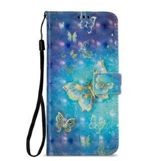 3D PU Leather Wallet Stand Case for Xiaomi Redmi 5 Plus Golden Butterfly Pattern