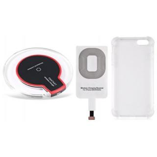 Qi Wireless Charger + Charging Receiver + Transparent Shell