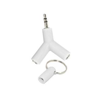 3.5mm Y Shape Stereo Jack Audio Headset Connector Adapter Keyring Splitter for iPhone 6 5 Android PC MP3