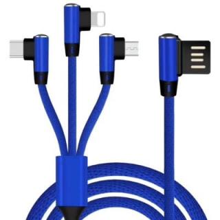 Nylon 3-in-1 8 Pin Micro USB Type-C Charging Cable Cord