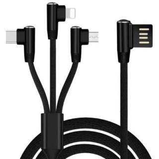 Nylon 3-in-1 8 Pin Micro USB Type-C Charging Cable Cord