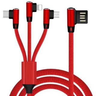 Nylon 3-in-1 8 Pin Micro USB Type-C Charging Cable Cord