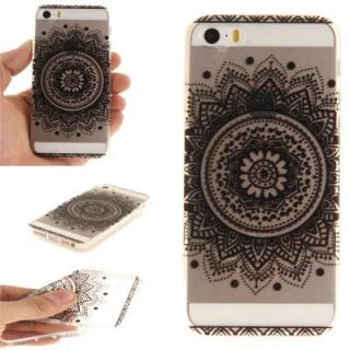 Cover Case for iPhone 5S/SE Black Datura Soft Clear IMD TPU Phone Casing Mobile Smartphone