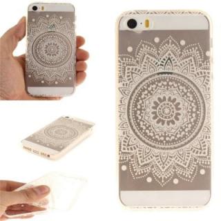 Cover Case for iPhone 5S/SE The White Mandala Soft Clear IMD TPU Phone Casing Mobile Smartphone