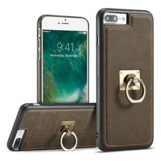 CaseMe H3 for iPhone 7 Plus / 8 Plus Metal Ring Kickstand Leather Case in TPU PC Material Back Cover