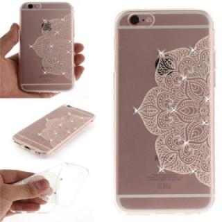 Half of White Flowers Soft Clear IMD TPU Phone Casing Mobile Smartphone Cover Shell Case for iPhone 6/6S