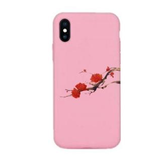 Case for iPhone X Pink Soft TPU Red Flower Pattern