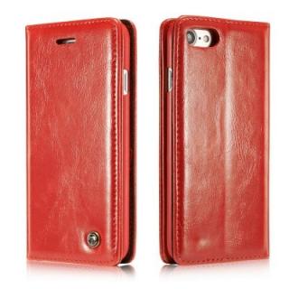 CaseMe 003 for iPhone 7/ 8 Flip Wallet Case in Oil Wax Artcraft PU Leather with 1 Cash and 1 Card Slot