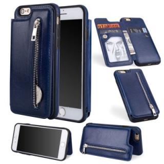 Leather Business Case for iPhone 6 Plus/ 6S Plus Zipper Handbag Wallet Flip Cover