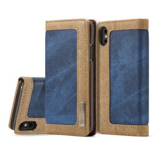 CaseMe 006 for iPhone X Leather Combination Canvas Flip Case Stand Cover with Card Slots