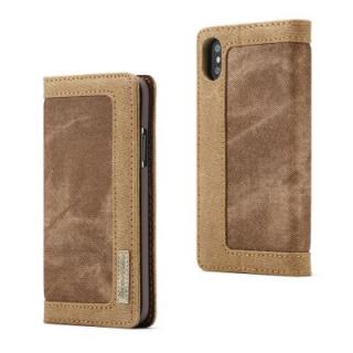 CaseMe 006 for iPhone X Leather Combination Canvas Flip Case Stand Cover with Card Slots