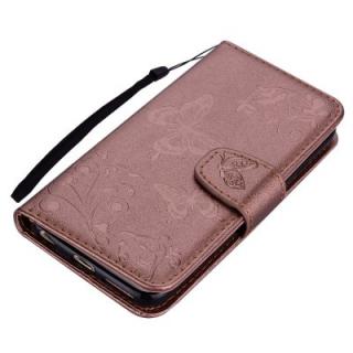 Cover Case For IPhone 6 6S with Mirror Premium PU Leather Mobile Shell Butterfly and Flower Pattern Protective Holster