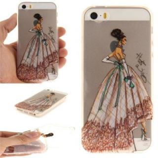 Cover Case for  iPhone 5S/SE Hand-Painted Dress Soft Clear IMD TPU Phone Casing Mobile Smartphone