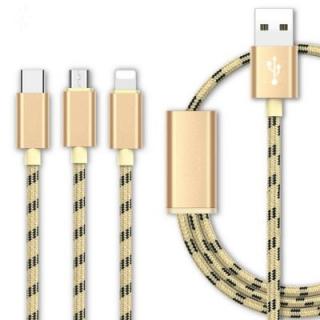 3-in-1 USB Fast Charging Cable for iPhone X Android