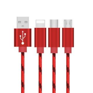 3-in-1 USB Fast Charging Cable for iPhone X Android