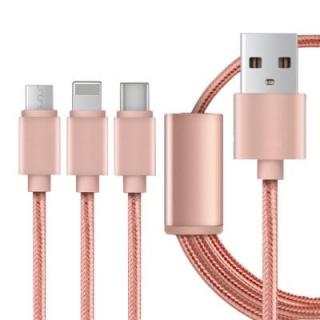 2.1A 3 in 1 Type-C + 8 Pin + Micro USB Cable