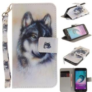 Cover Case for Samsung Galaxy J3 2016 (J310) Wolf PU+TPU Leather with Stand and Card Slots Magnetic Closure