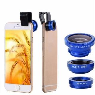 Universal 3 in 1 Wide Angle Macro Fisheye Mobile Phone Lenses Kit with Clip Fish Eye Lens