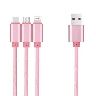 1.2M 3-in-1 Type-C Micro Nylon USB Cable