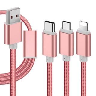 Micro USB / Type-C / 8 Pin 3 in 1 Fast Charging Data Cable 120cm