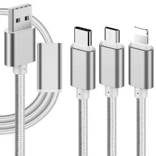 Micro USB / Type-C / 8 Pin 3 in 1 Fast Charging Data Cable 120cm