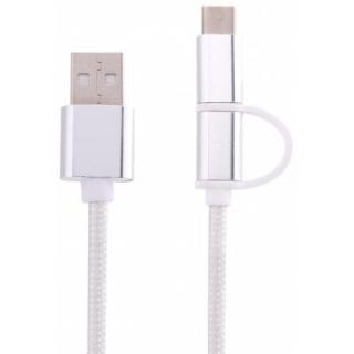 2 in 1 Micro USB Charge Cable with Type-C Adapter 1m