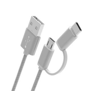 Multifunction 1M 2 in1 Type-C Micro USB Cable Mobile Phone Charging Cable Combo Sync Charger