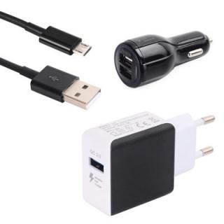 QC3.0 USB Fast Charger +Quick QC 3.0 With Dual USB Car Charger+ + Quick Charge Micro USB Data Charging Cable 100cm