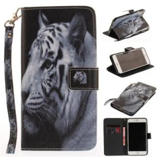 Cover Case for IPhone 6 6S The White Tiger PU+TPU Leather with Stand and Card Slots Magnetic Closure
