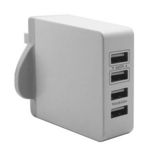 4 Ports Intelligent AC Power Adapter 30W 7.2A USB Wall Charger for Phone UK Plug