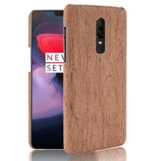 ASLING Wooden Grain PU + PC Protective Phone Cover Case for OnePlus 6