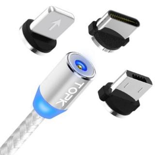 TOPK Creative Magnetic 3 in 1 Micro USB / Type-C / 8 Pin Cable