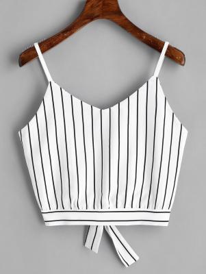 Bowknot Stripes Cut Out Cropped Tank Top