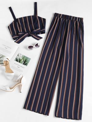 Striped Zip Top and Wide Leg Pants