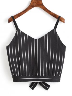 Bowknot Stripes Cut Out Cropped Tank Top