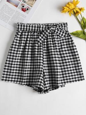 High Waisted Gingham Paper Bag Shorts