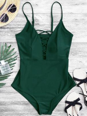 Shaping Crisscross Plunge One Piece Swimsuit