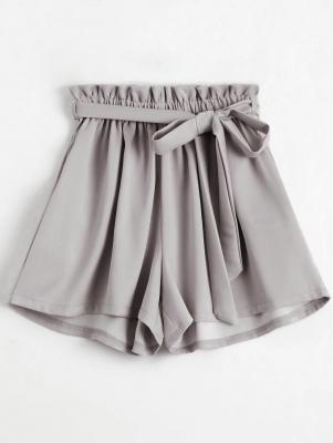 Smocked Belted High Waisted Shorts