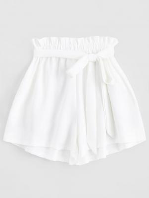 Smocked Belted High Waisted Shorts